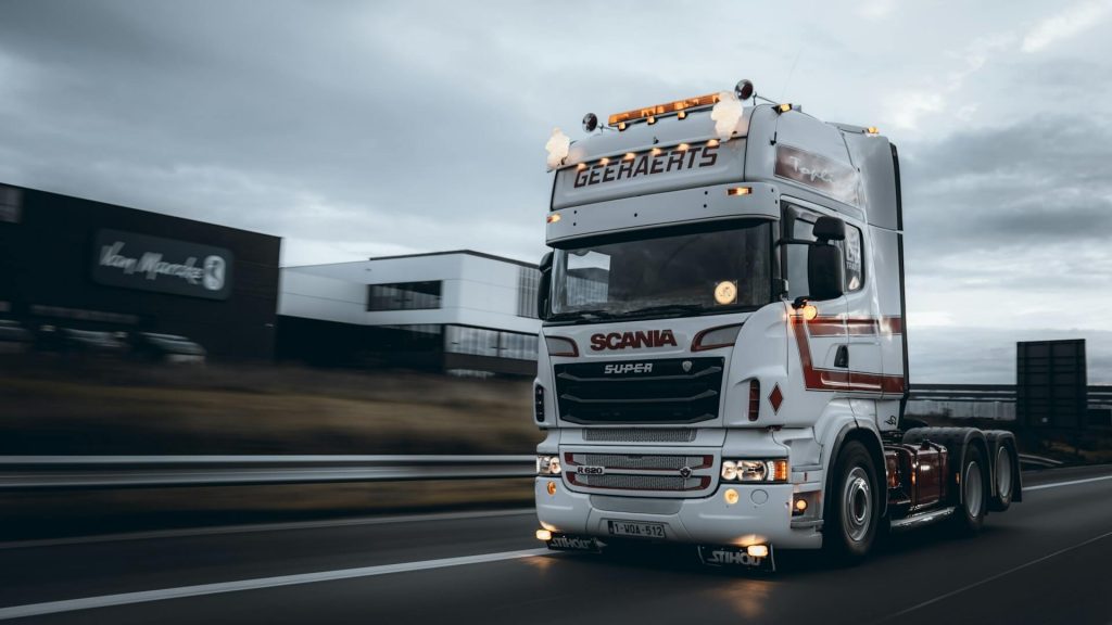 A commercial car of the brand scania